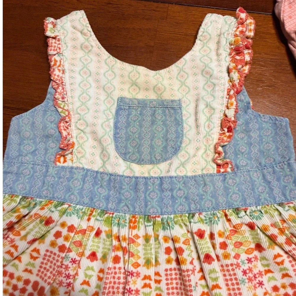 Matilda Jane Girls Dress Bloomers Set 12-18M Multi Patchwork Floral Ruffle Boho